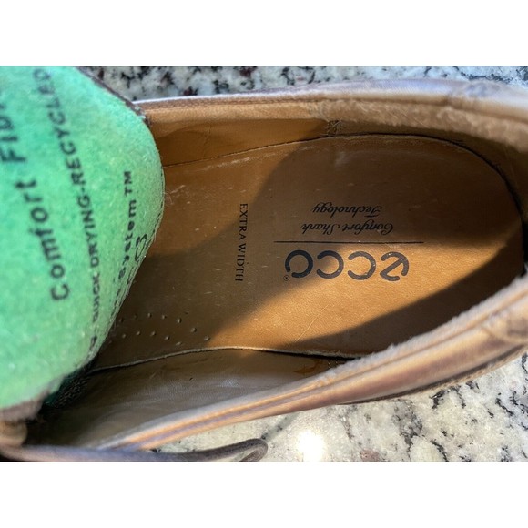 Ecco Cario Men’s Brown Leather Apron Toe Dress Shoes Size 43 (US 10) Extra Width - Picture 7 of 10